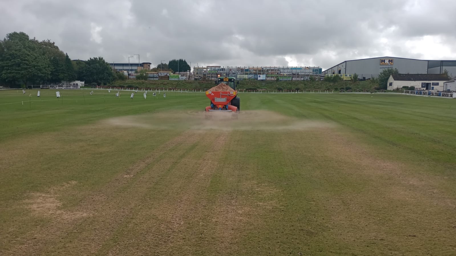 Pitch maintenance work taking place at Lowerhouse Cricket Club